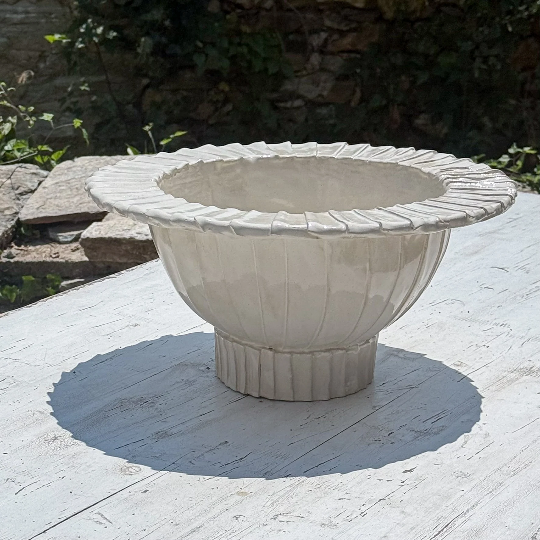 Large sculptural ceramic serving bowl